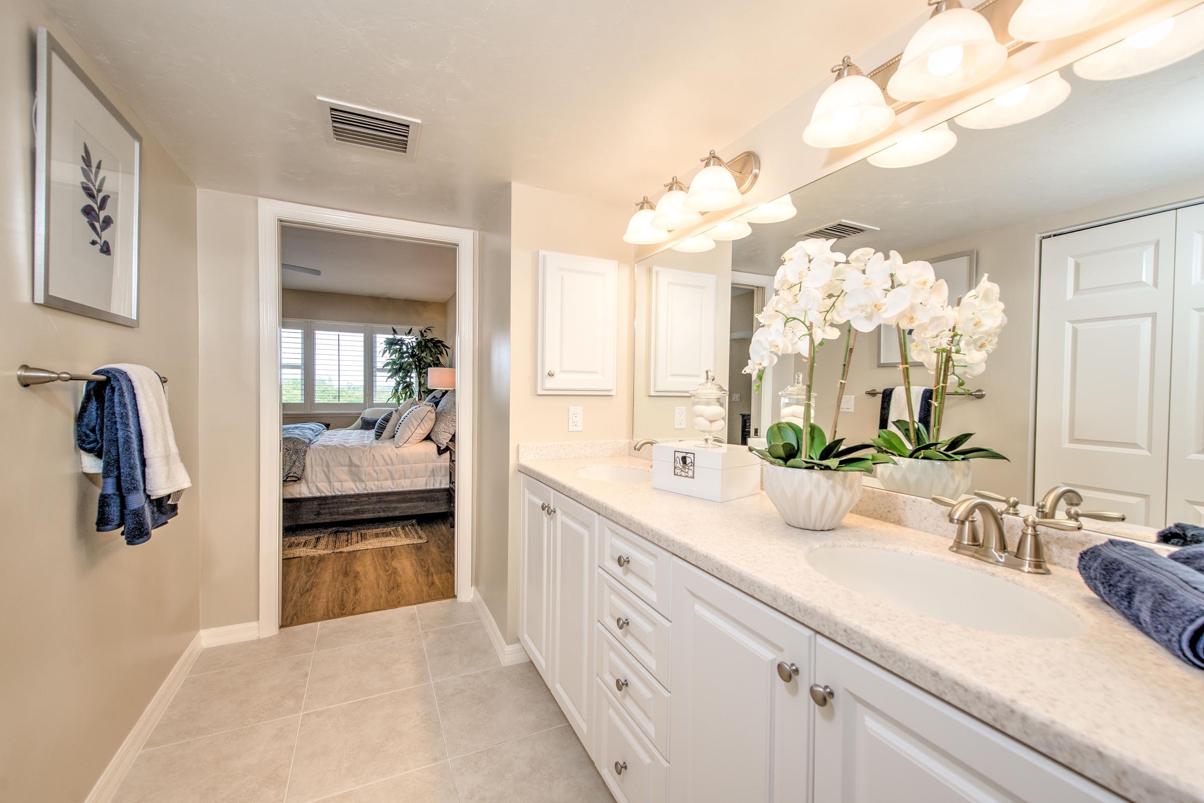 The master bathroom at Lakewood Model Home at Shell Point Retirement Community