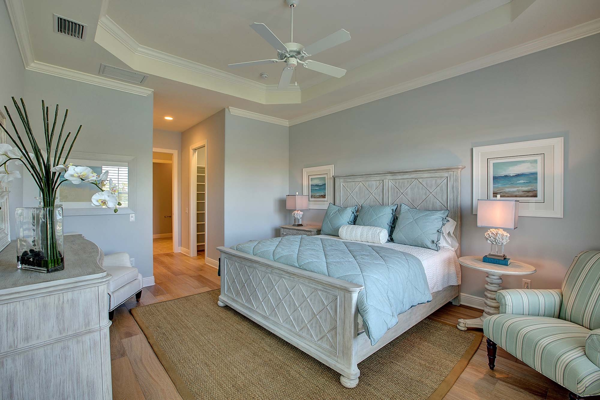 The master bedroom in the Sanibel Model Home at Shell Point Retirement Community The master bedroom in the Sanibel Model Home at Shell Point Retirement Community