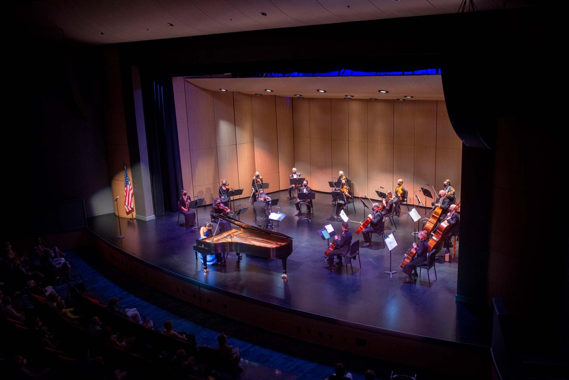 Southwest Florida Symphony Orchestra playing in The Connie Brown Hall at The Tribby Arts Center