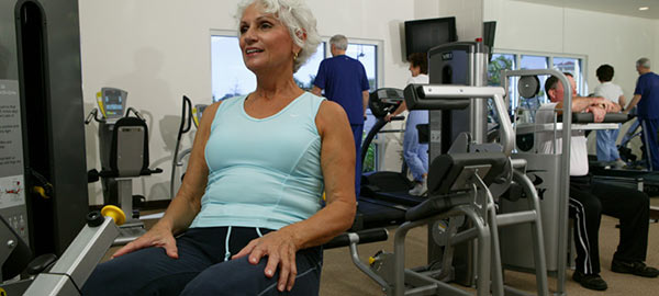 Old women doing workout in the gym, Ft Myers FL