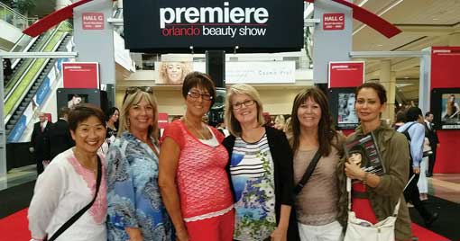 The group of ladies in premiere beauty shop at Myers, FL
