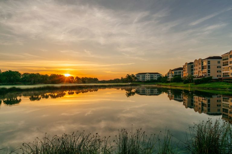 The leak side sunset view with apartment from shell point at Myers, FL