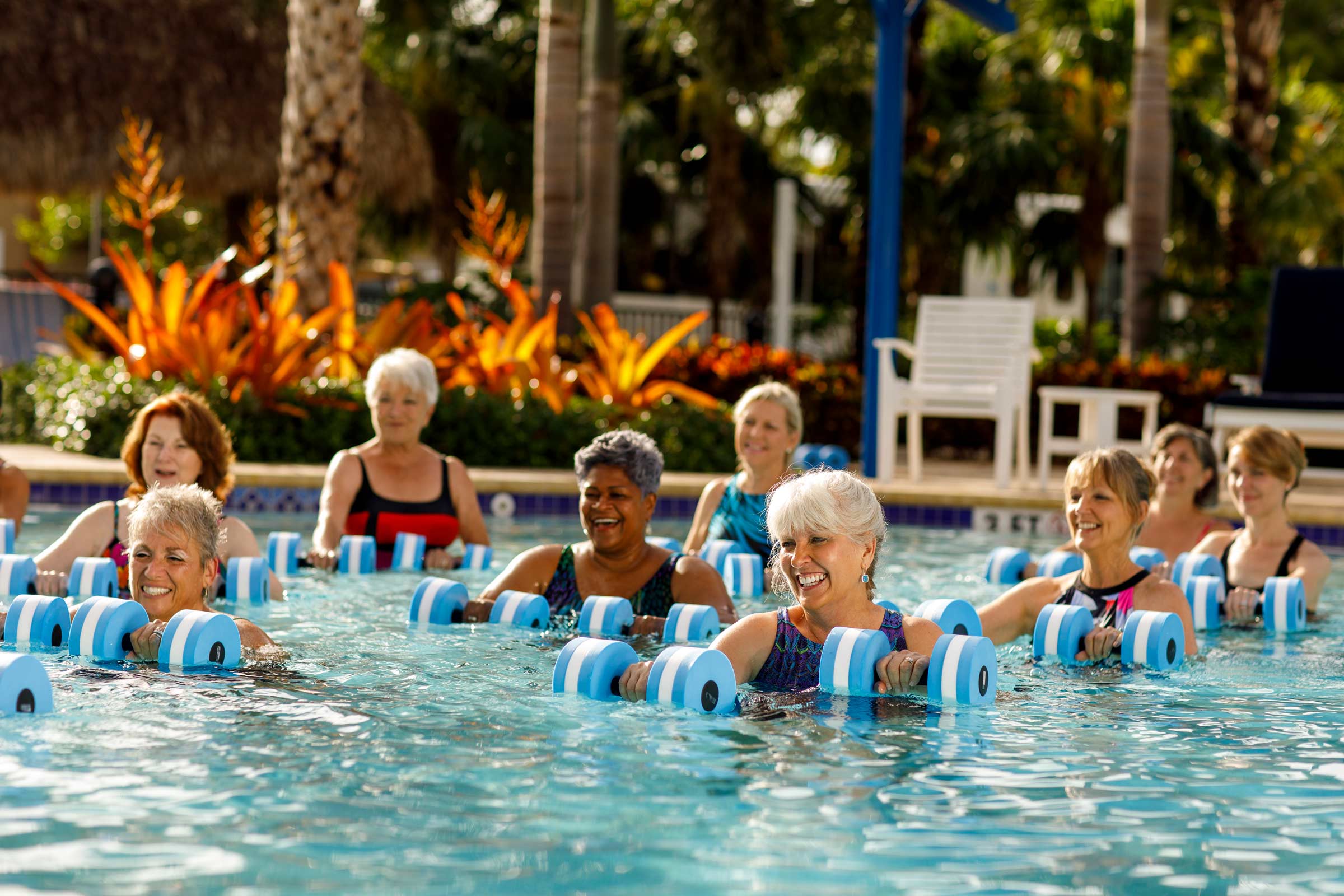 Exercising in the Pool on The island