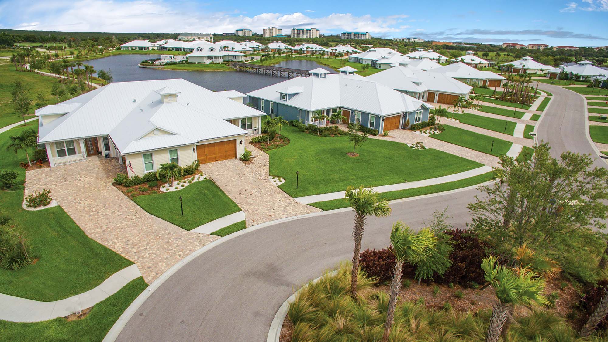 Aerial of the Estuary neighborhood at Shell Point Retirement Community