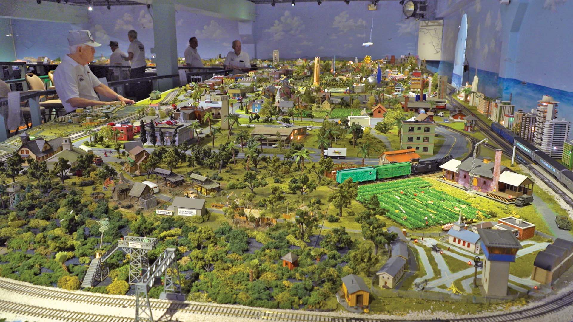 A photo of the model railroad at the Shell Point Train Room