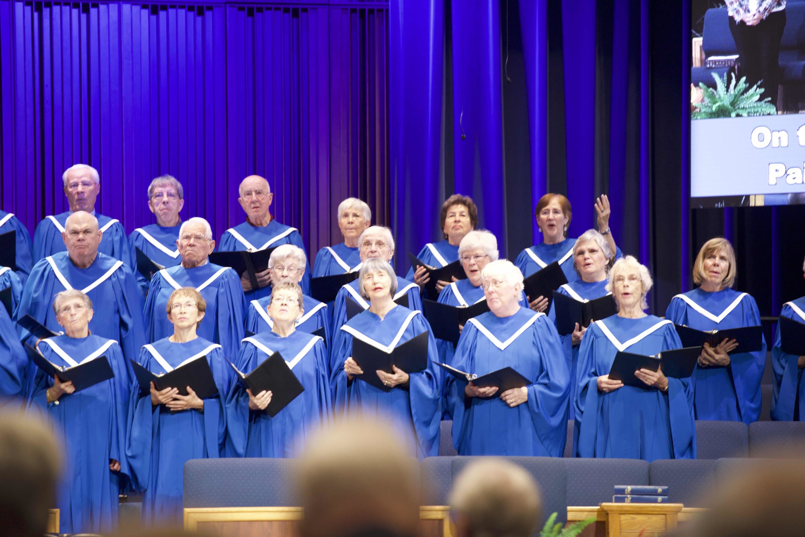 A photo of the choir performing at The Village Church at Shell Point