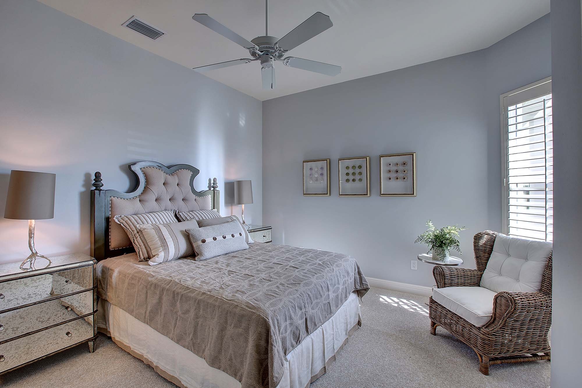 The guest bedroom in the Captiva Model Home at Shell Point Retirement Community