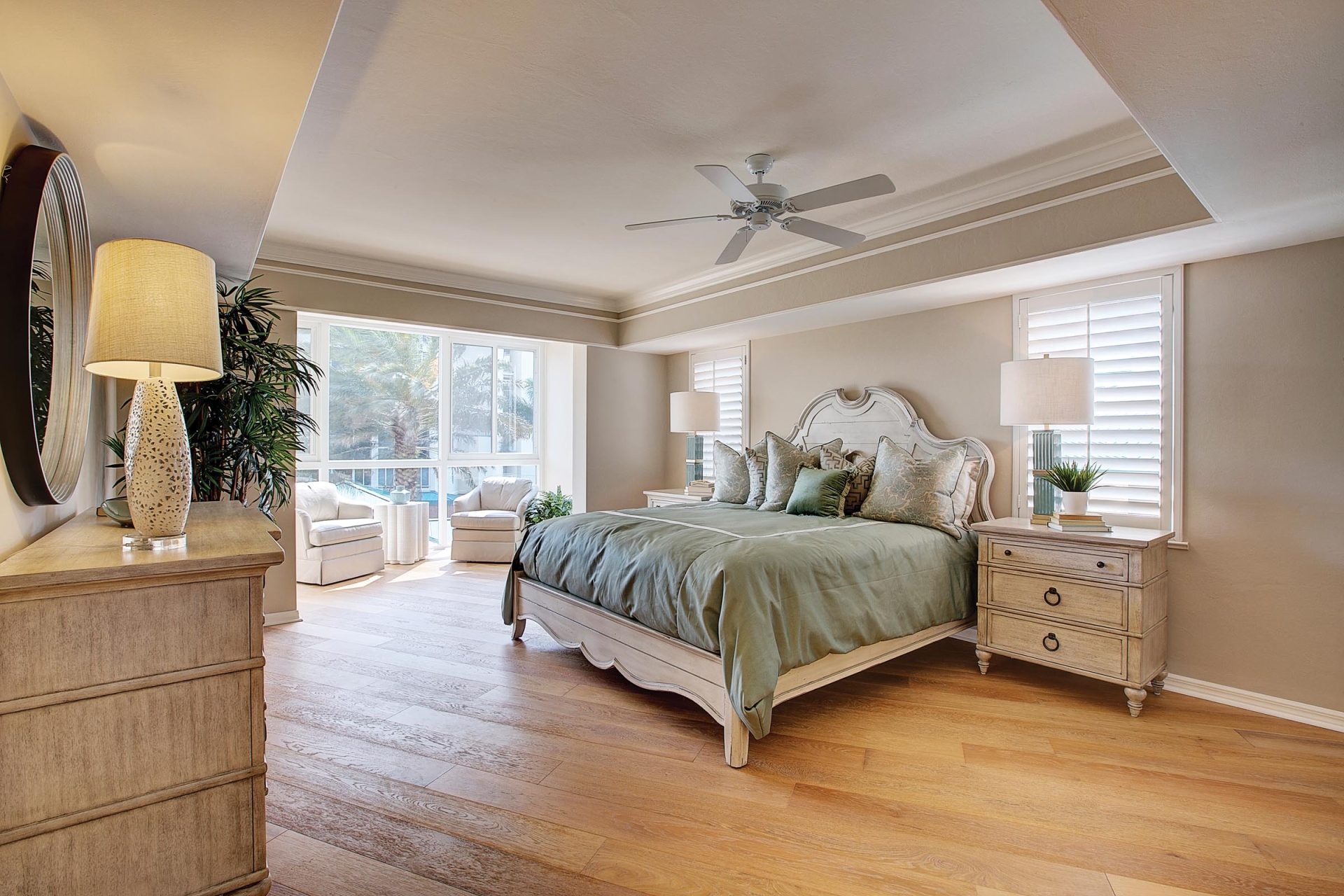 The master bedroom at the Oakmont Model Home at Shell Point Retirement Community