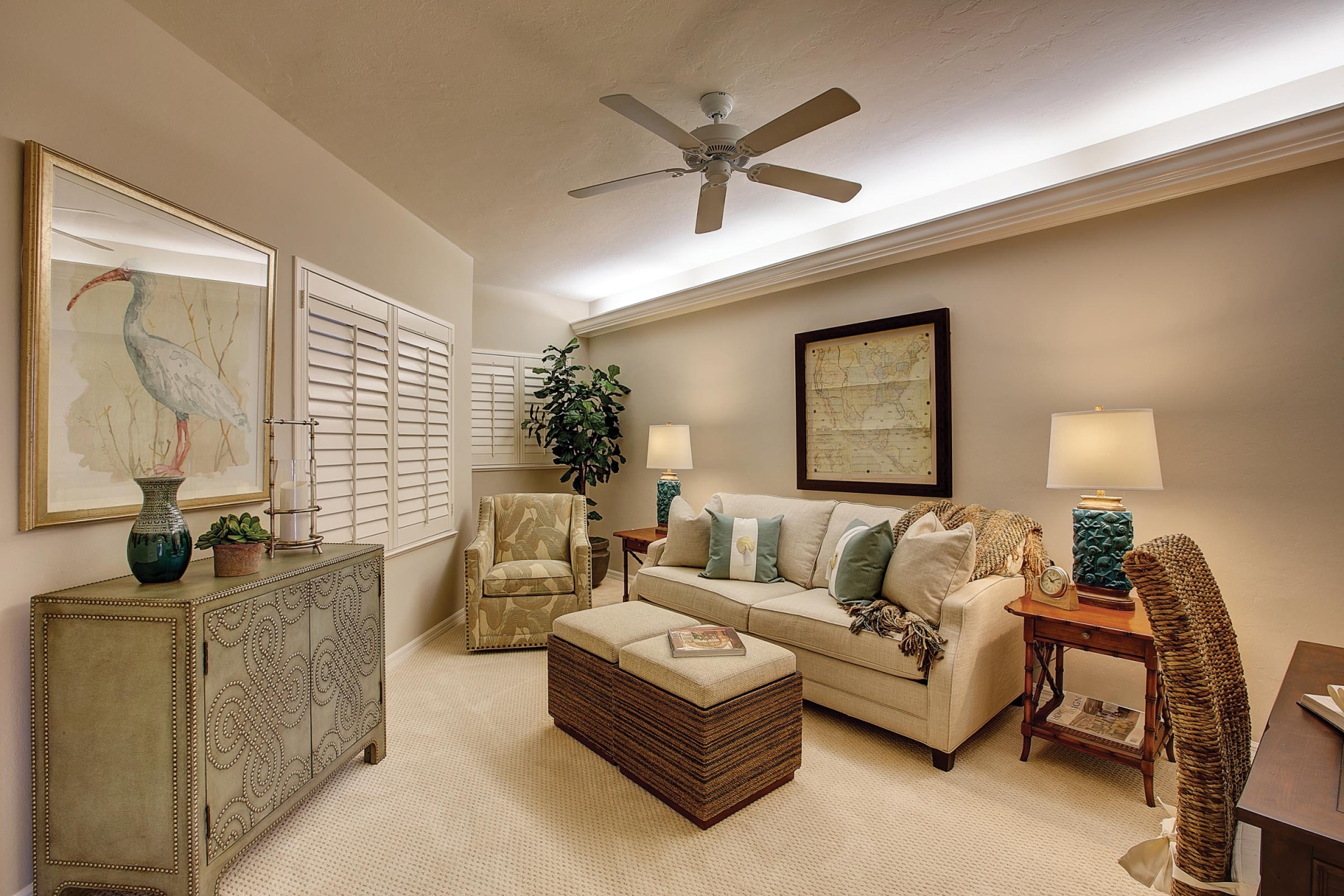 The den at the Oakmont Model Home at Shell Point Retirement Community