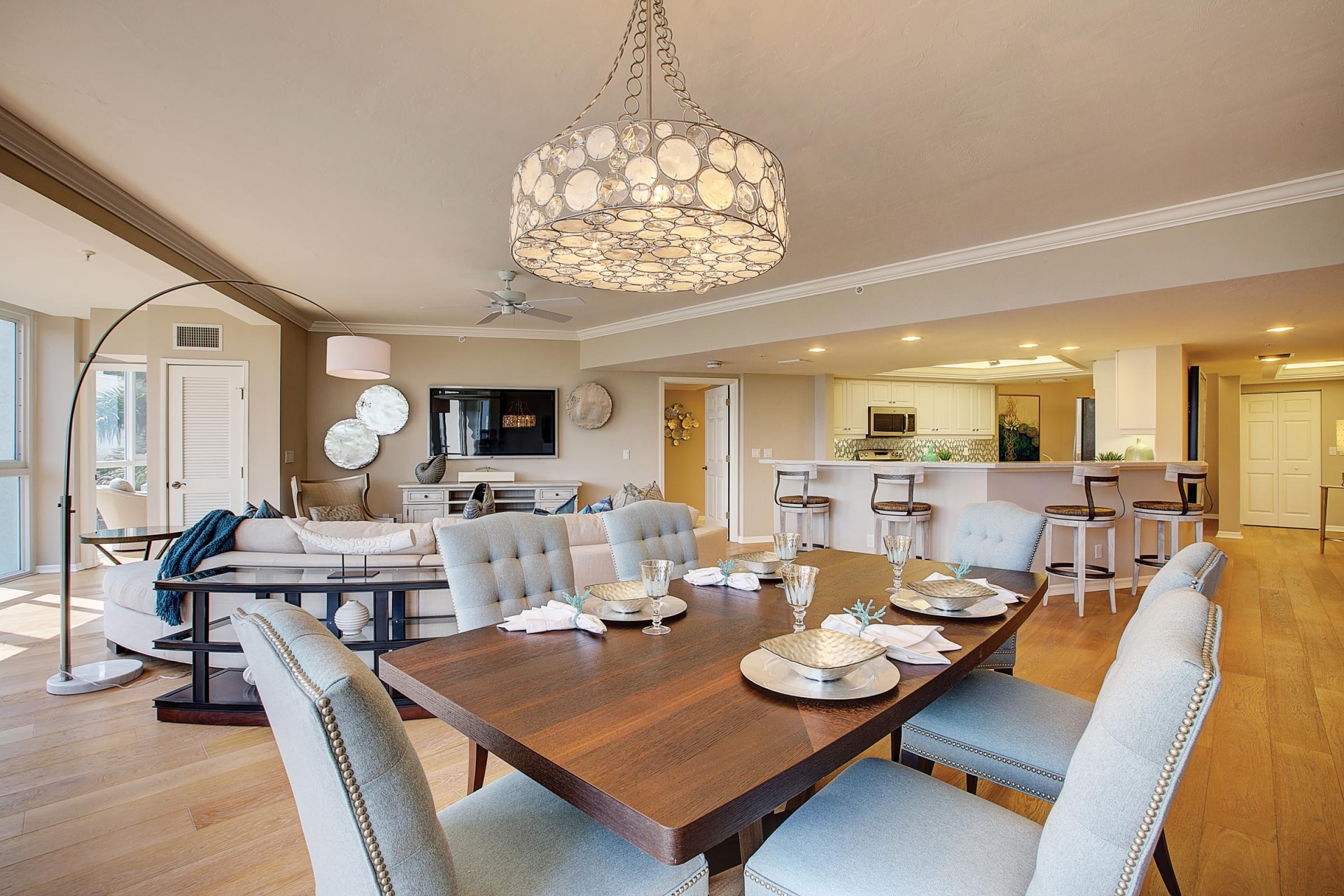 The dining room at the Oakmont Model Home at Shell Point Retirement Community
