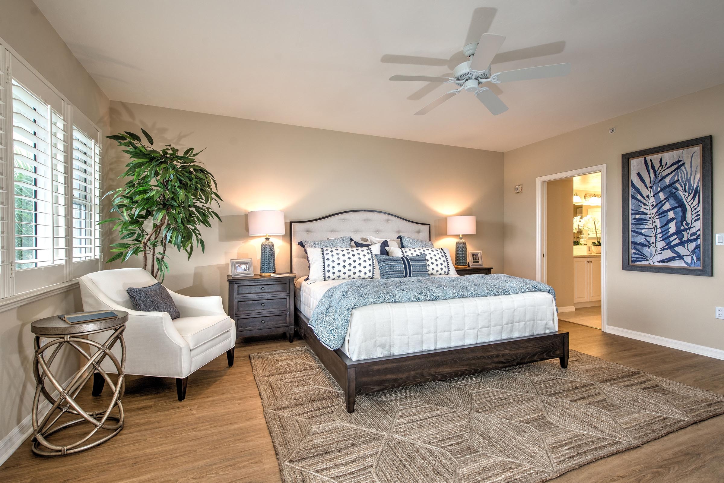 The master bedroom at Lakewood Model Home at Shell Point Retirement Community