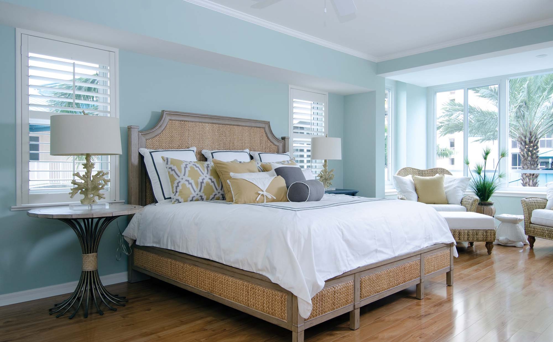 The master bedroom in the Rosemont Model Home at Shell Point Retirement Community