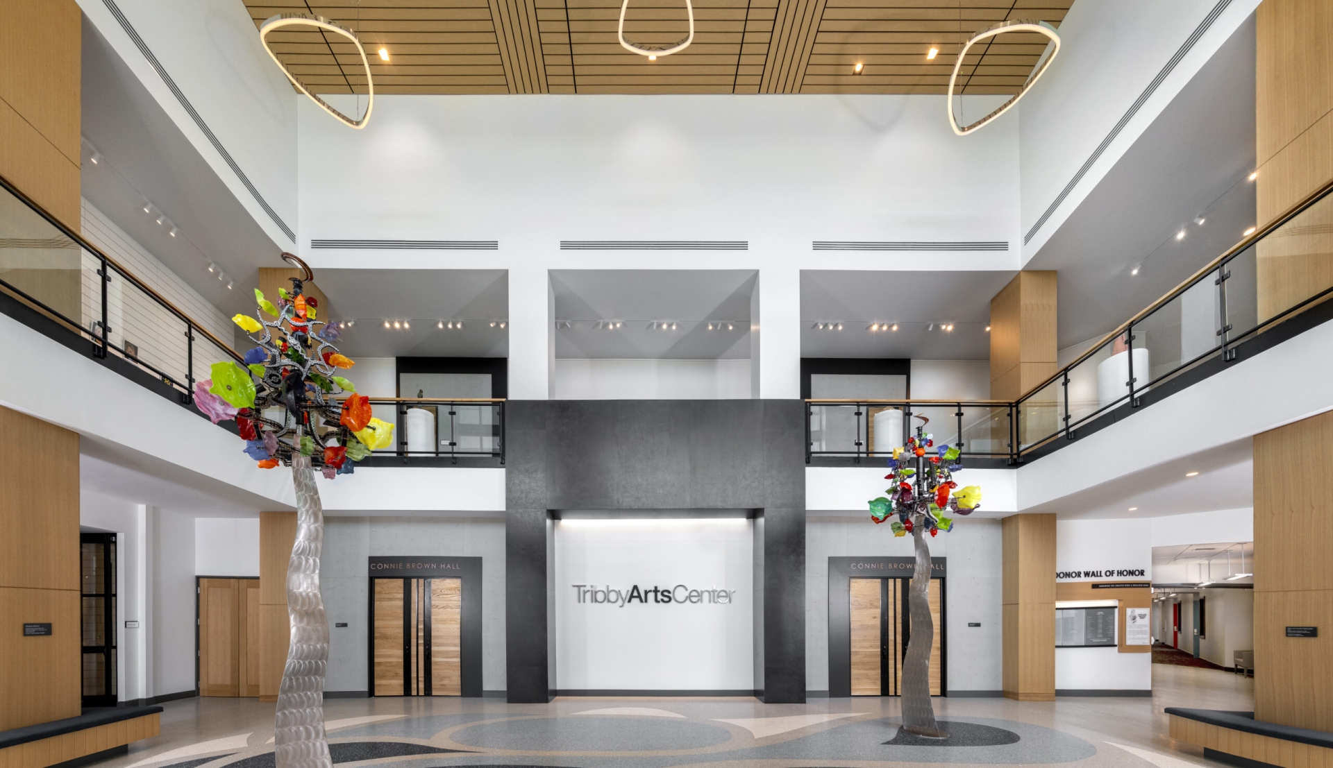 Picture of the entrance to The Tribby Arts Center Entrance with Atrium