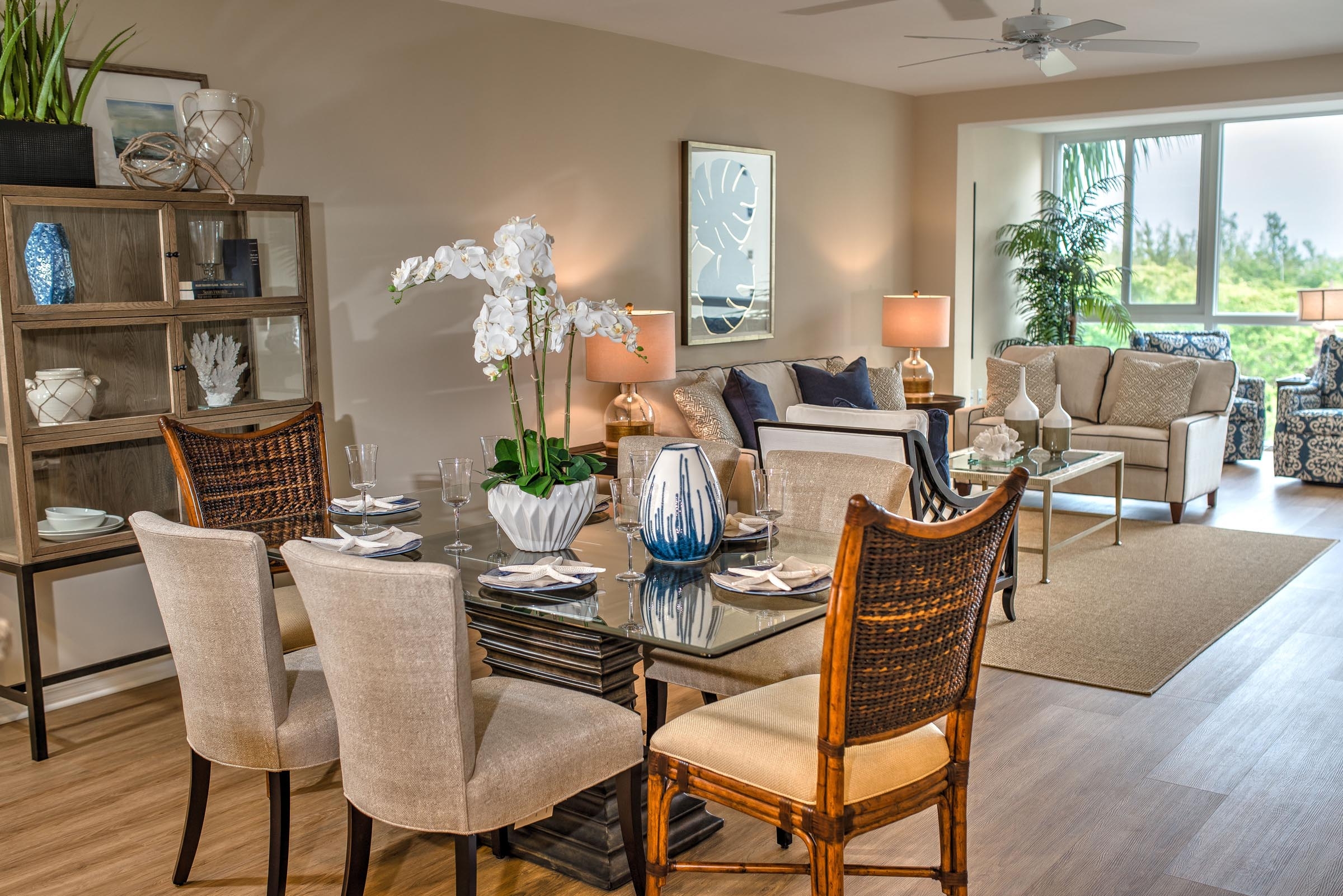 The dining area at Lakewood Model Home at Shell Point Retirement Community