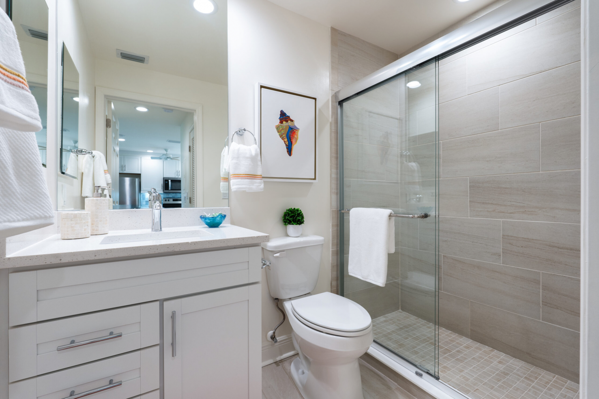 The master bedroom at the Junonia Model Home at Shell Point Retirement Community