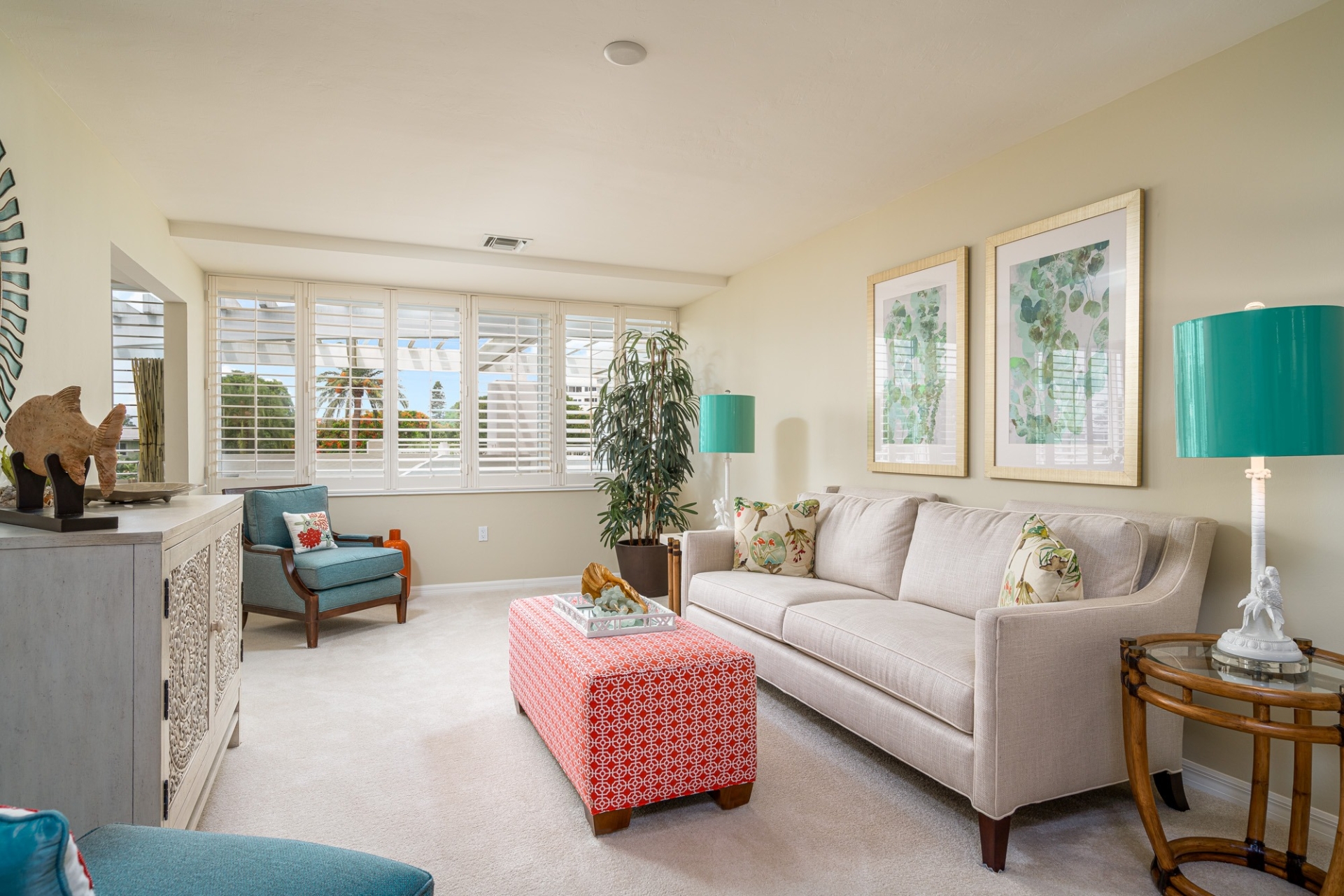 The living room in the Junonia Model Home at Shell Point Retirement Community