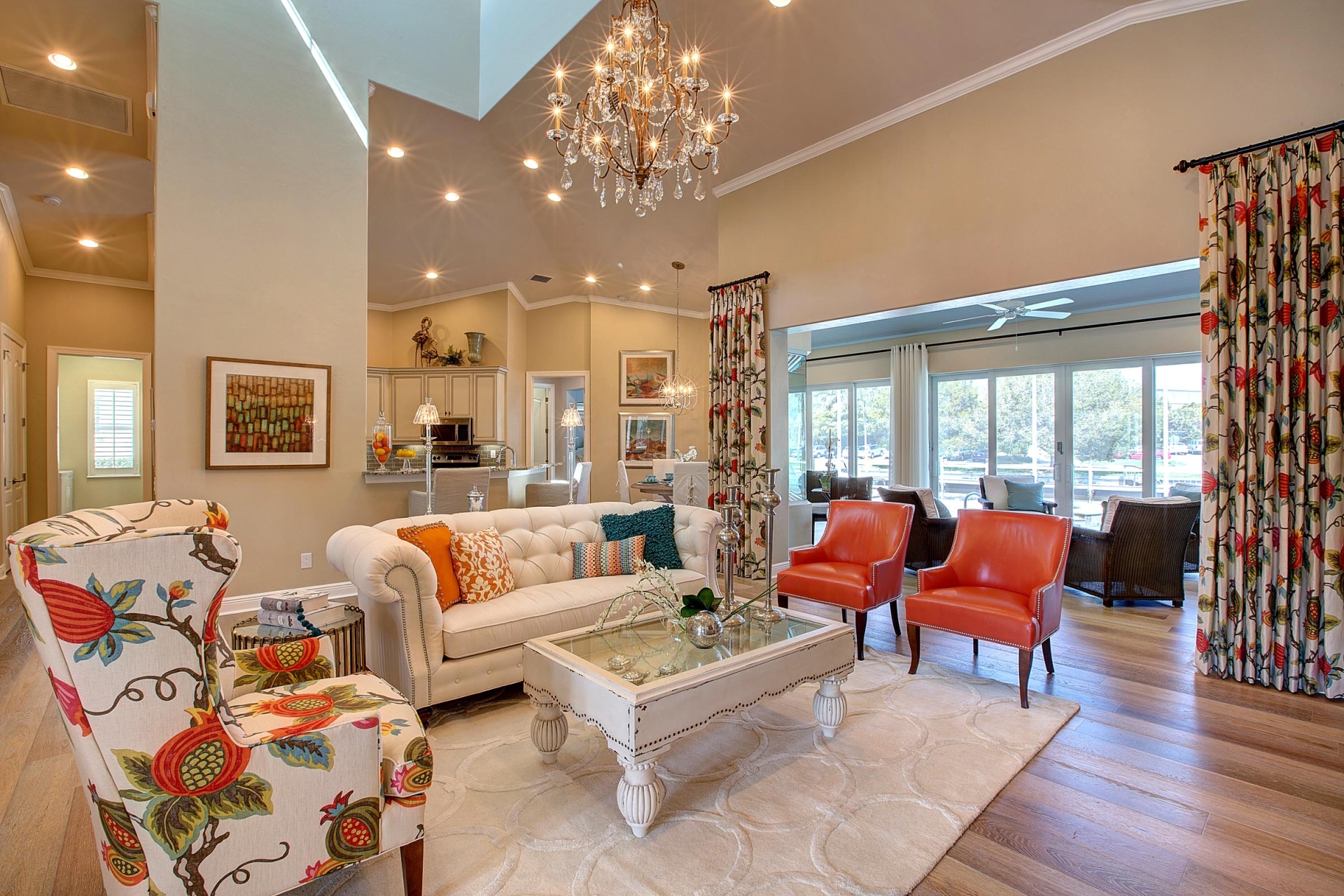 The living room in the Useppa Model Home at Shell Point Retirement Community