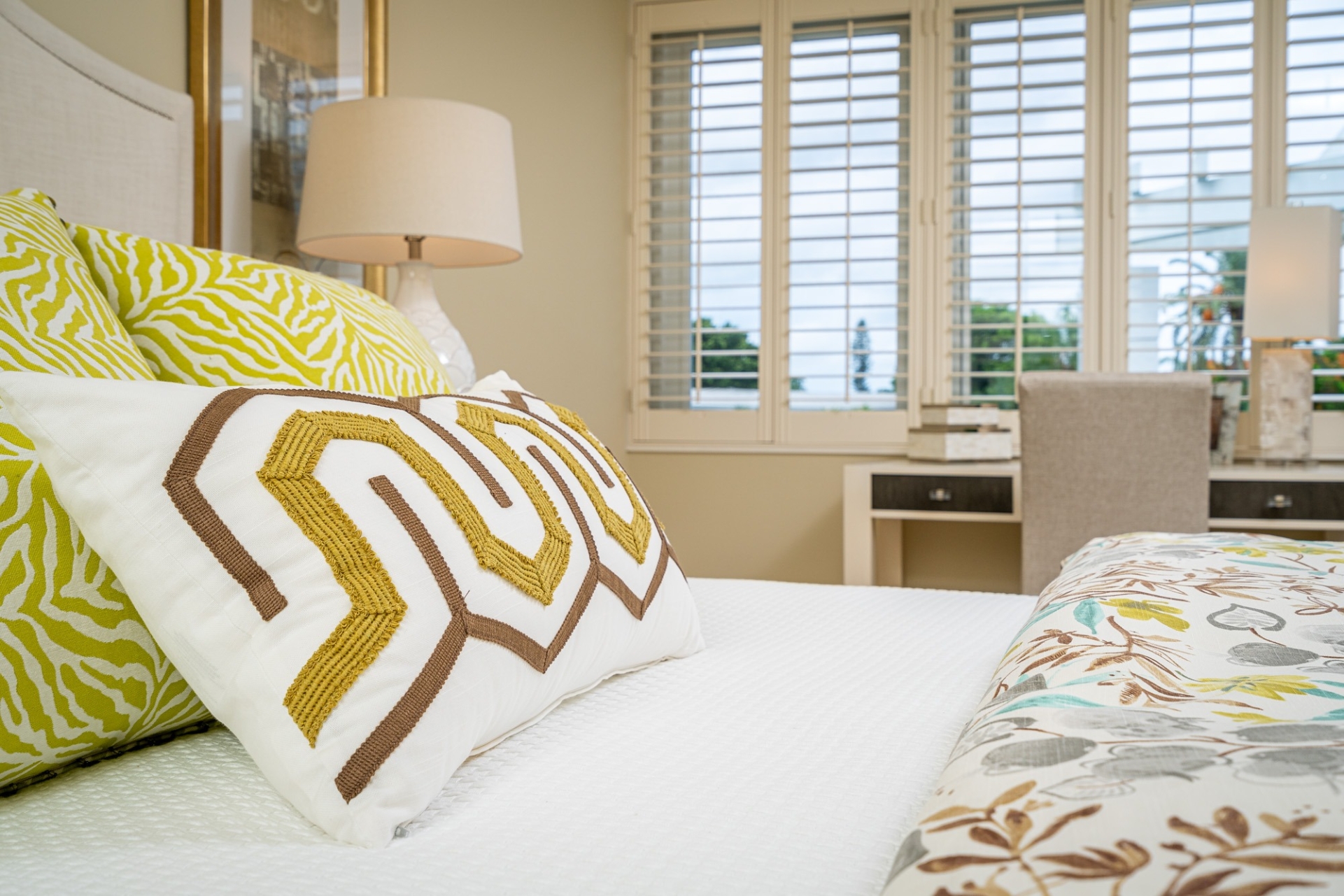 The master bedroom at the Junonia Model Home at Shell Point Retirement Community
