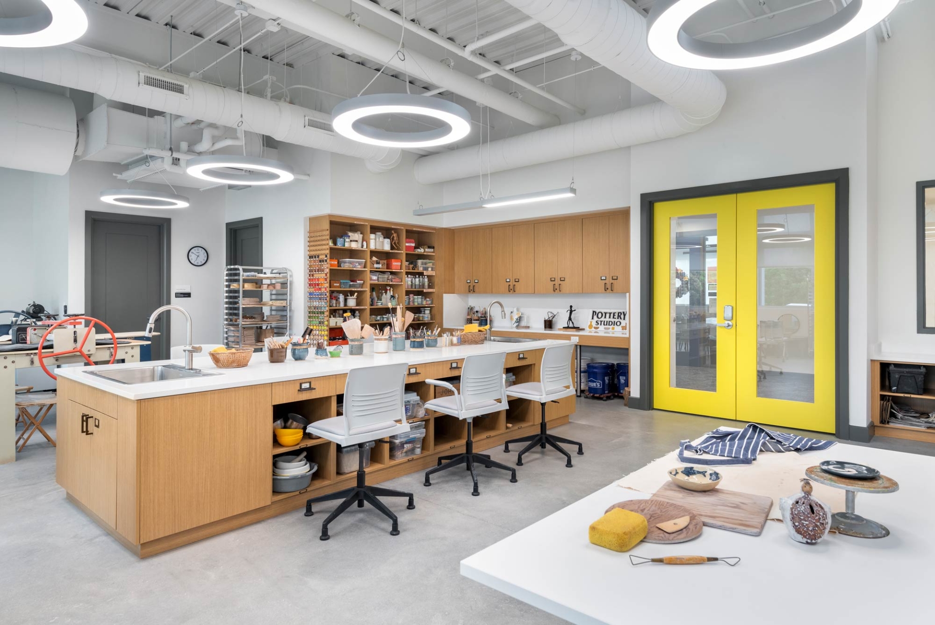 A picture of the Pottery Studio on the second floor of The Tribby Arts Center