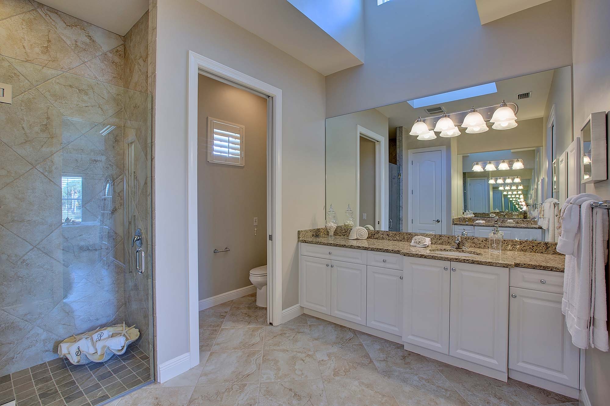The master bathroom in the Captiva Model Home at Shell Point Retirement Community
